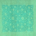 thumbnail image 1 of Ahgly Company Indoor Square Oriental Turquoise Blue Traditional Area Rugs, 4' Square, 1 of 4