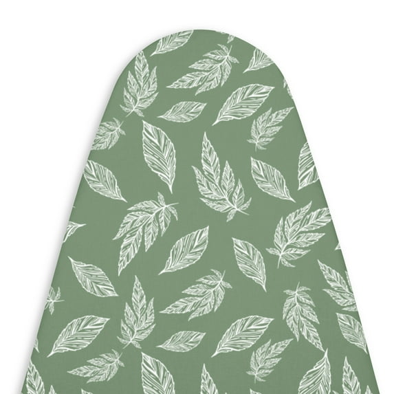Encasa Homes Replacement Ironing Board Cover with Thick Felt Pad, Drawstring Tightening, (Fits Standard Large Boards of 15 x 54 inch) Scorch & Stain Resistant, Printed - Big Leaves Green