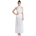 thumbnail image 4 of Haitryli Lyrical Dance Dress for Women Halter Sleeveless Mesh Flowy Tulle Skirt Maxi Long Dress Ivory S, 4 of 6