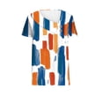 thumbnail image 5 of JTZGDY Boho Floral Tops for Women Cute Summer Short Sleeve Asymmetric Button V Neck Collared Business Work T-Shirts Dressy Casual Tunic Blouse Orange#03 S, 5 of 6