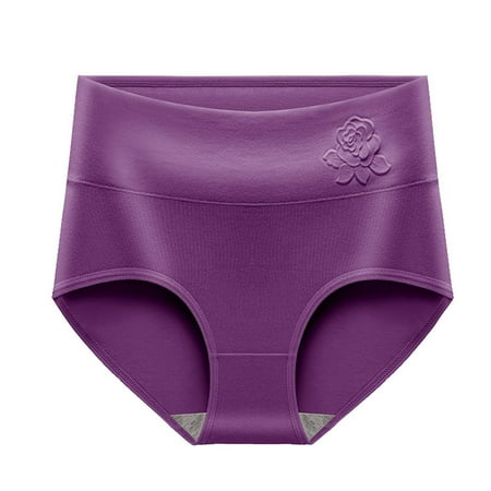 Dasayo High Waist Panties for Women Cotton Purple Tummy Control Stretch Plus Size Underpant Underwear Women Bikini XL