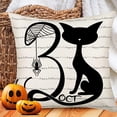 thumbnail image 4 of Happy Halloween October 31 Pillow Covers Black Cat Spider Web Pillow Cases Cushion Cover Cotton Linen Black White Halloween Quotes Pillowcases for Sofa Couch Bedroom, 20x20 Inch, (A004), 4 of 6
