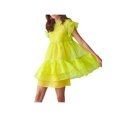thumbnail image 4 of Sunloudy Vestido Corto Femenino, Color Sólido Cuello Redondo Manga Volante Con Volantes Traje De Verano Suelto De Una Pieza, S/M/L Sunloudy  moda, 4 of 6