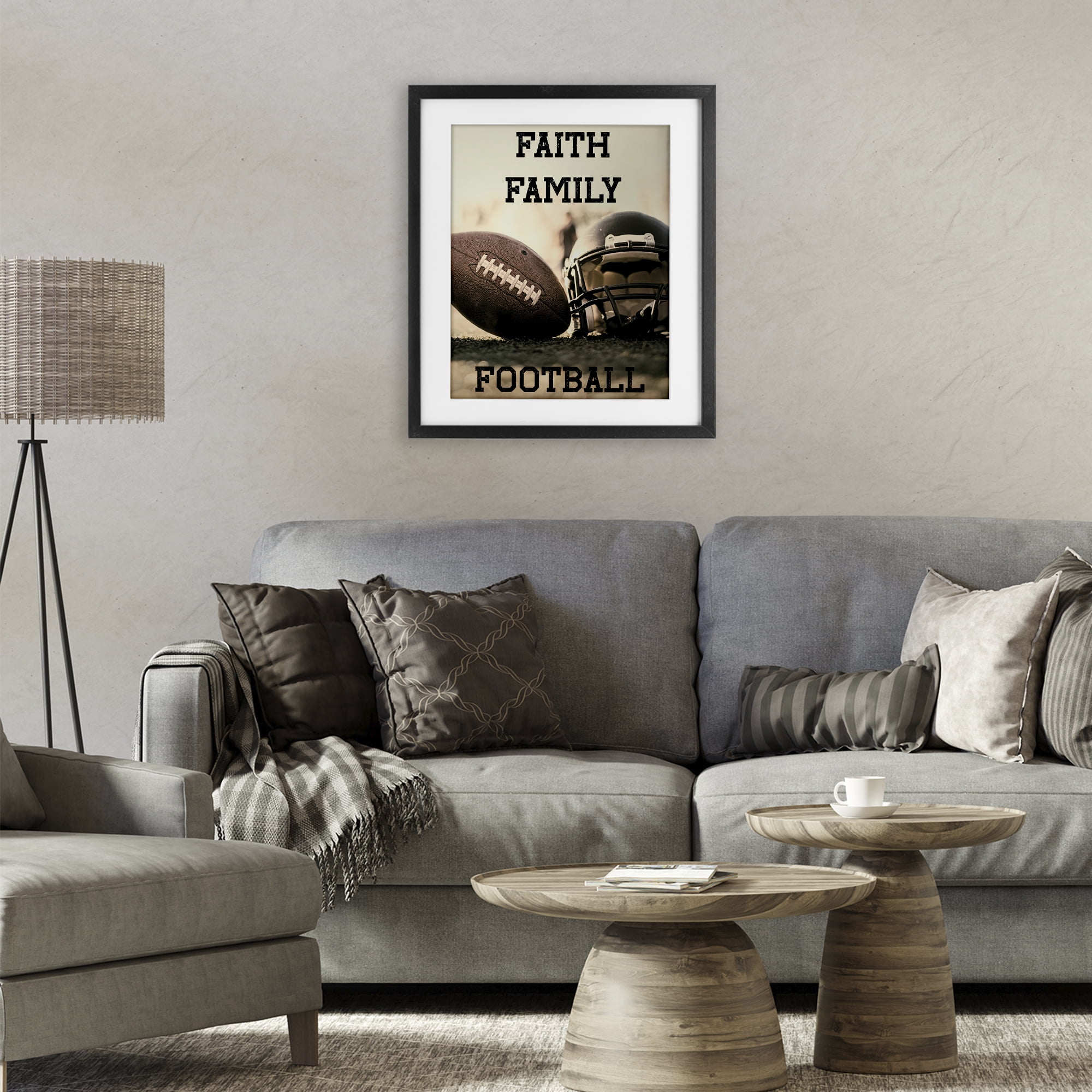 Stupell Industries Faith Family Football Black Framed Print Under Glass, design by Jesse Keith