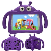ELEHOLD 8" Tablet Child Proof Case for Samsung Galaxy Tab A7 Lite SM-X200/X205/X207 / Galaxy Tab A 8.0 T290 / Fire HD 8, Universal 8 Inch Cute Kids Friendly Back Stand Handle Cover Shell,Purple