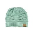 thumbnail image 1 of Unisex Trendy Warm Chunky Soft Stretch Cable Knit Slouchy Beanie Skully - Mint, 1 of 2