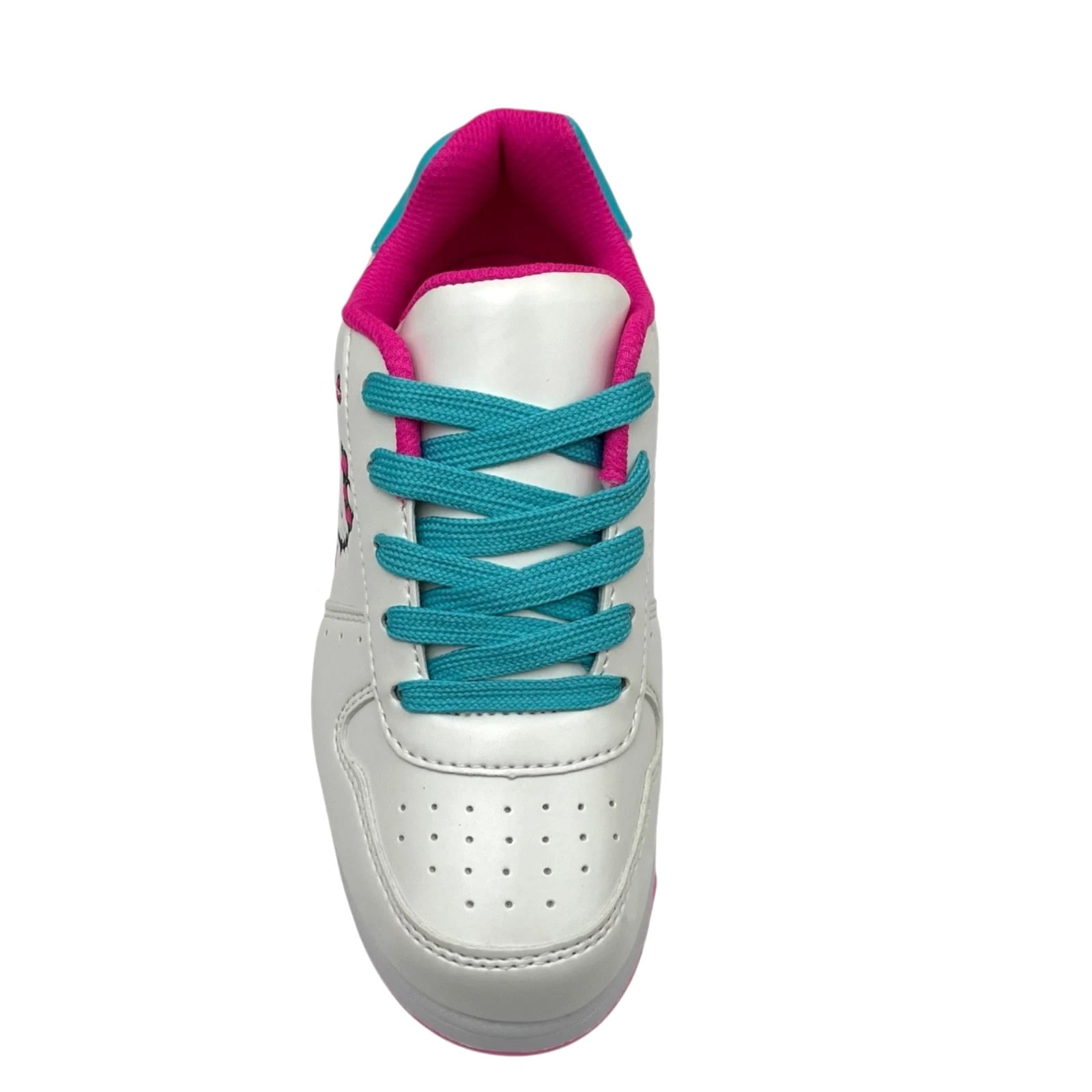 Hello Kitty Little Girls Court Sneakers Size 12 White Aqua Pink Casual Lace-Up