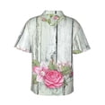 thumbnail image 3 of Uemuo Vintage Wood with Floral Printed Regular Fit Short Sleeve Casual Hawaiian Shirt for Men,Aloha shirt,Tropical shirt,Floral print shirt,Vacation Beach shirt-X-Large, 3 of 9