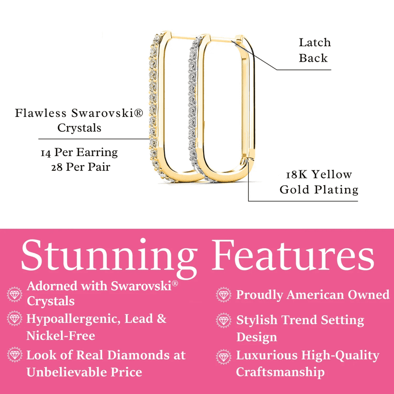 Cate & Chloe Nadia 24mm Gold Hoop Earrings with Swarovski Crystals photo 3