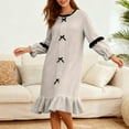 thumbnail image 2 of hotojiny Fleece Nightgowns for Women Cute Ruffle Hem Fleece Nightdress Lantern Long Sleeve Flowy Sleepwear Cozy Loungewear, 2 of 7