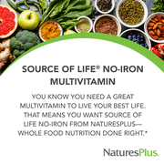 NaturesPlus Source of Life No Iron Multivitamin - 90 Tablets - 30 Servings