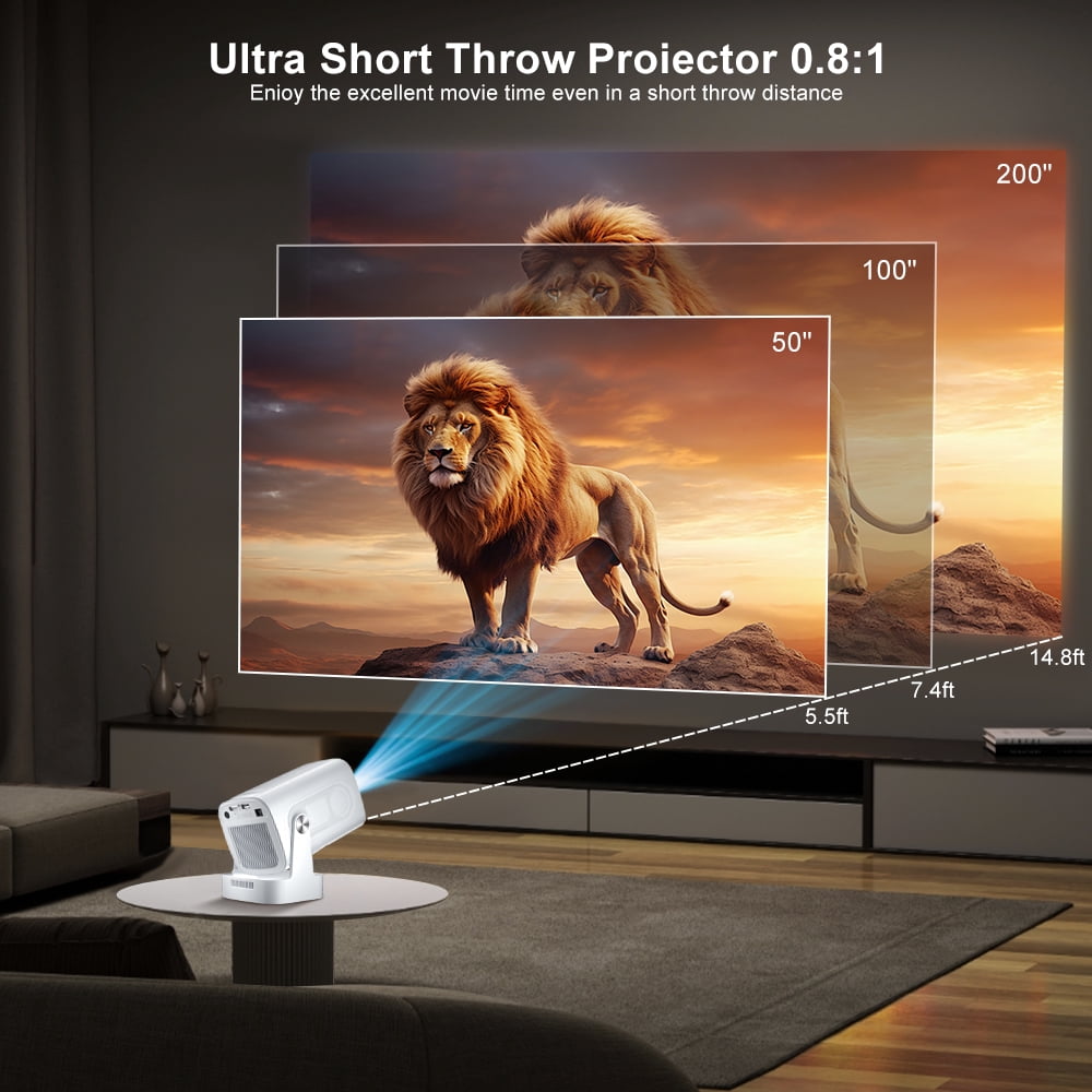 Salange Short Throw 1080p Full HD LCD Multimedia Projector Outdoor Home Theater with WiFi and Bluetooth