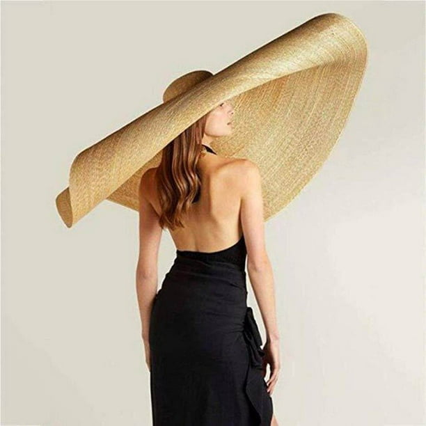 kurtrusly Floppy Straw Hat Oversized Sun Hat Large Brim Beach Anti-UV Sun  Protection Foldable Roll up Summer Hat Brown 