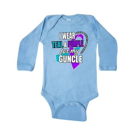 

Inktastic Suicide Prevention I Wear Teal and Purple for My Guncle Gift Baby Boy or Baby Girl Long Sleeve Bodysuit