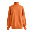 thumbnail image 4 of DuoJiaJ Women's Sweater Loose Turtleneck Sweater Warm Solid Pullover Knitwear Basic Women Tops Autumn Winter Sweaters For Women Clearance Red S, 4 of 5