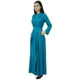 thumbnail image 2 of Bimba Women's Long Sleeve Maxi Mandarin Collar Plain Jilbab Dress With Pockets, 2 of 4