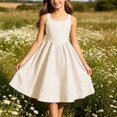 thumbnail image 6 of Jinhomg Girls Summer Striped Sundress 2026 Sleeveless Tank Dresses Flowy PLeated A Line Swing Sundress Casual Home Party Beach 5-15 Years Brown, 6 of 10