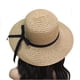 thumbnail image 2 of Sombrero de paja plegable de ala ancha para mujer y niña, con lazo, para playa y verano (marrón claro), 2 of 3