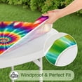 thumbnail image 5 of Colorful Rainbow Tie Dye Spiral Pattern Round Fitted Tablecloth with Elastic Edge,Dining Table Cover Waterproof,Outdoor Round Tablecloth for Camping,Dining,Indoor and Outdoor, 5 of 7