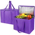 thumbnail image 1 of LAICAIW Sacs d'Épicerie Isolés Supplémentaires, Violet Lot de 2, Réutilisables, Robustes, à Fermeture Éclair Zippée, Pliables, Fourre-Tout, Refroidisseur, pour Hommes, Femmes, pour Voiture, Recyclés, 1 of 6