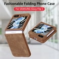 thumbnail image 2 of Dteck Anti-Drop Case for Samsung Galaxy Z Flip 5, Elegant Retro Soft PU Leather Slim Full Body Hard Frame Military Grade Protection for Z Flip 5 Case 5G,Brown, 2 of 8