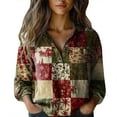 thumbnail image 2 of Women Shirts, Women Cotton Shirt Printed Fashion Button Down Shirts Casual Tops Long Sleeve Blouse,Women Shirts L, 2 of 4