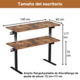 thumbnail image 3 of VERDALAY Escritorio eléctrico de pie, altura ajustable, con ganchos y portavasos, para oficina en casa, estudio, marrón rústico, 3 of 10