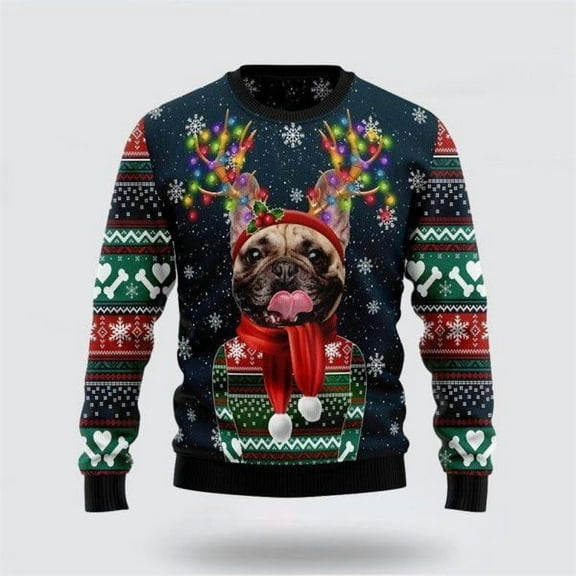 Cool French Bulldog Christmas Sweater – Pet Lover Christmas Sweater