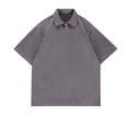 thumbnail image 2 of WREESH Men's Oversized Henley T-Shirt - Loose Fit Short Sleeve Solid Top, Drop Shoulder Design for Street Style & Layering, 2 of 5