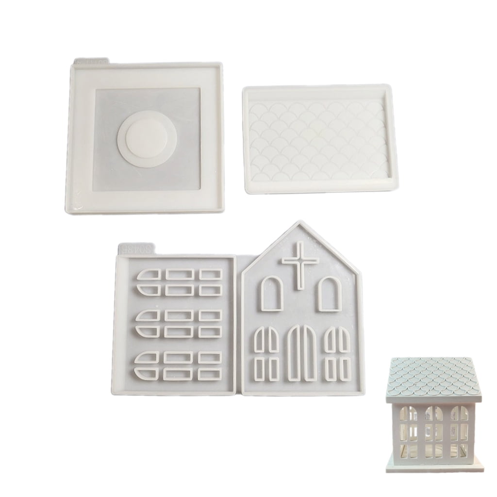 lanema Candle Holder Silicone Mold Church House Candlestick Resin Molds DIYs Concrete