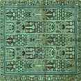 thumbnail image 1 of Ahgly Company Machine Washable Indoor Square Persian Turquoise Blue Traditional Area Rugs, 4' Square, 1 of 4