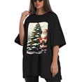 thumbnail image 4 of Plus Size Shirt for Women Black Tops for Women Short Sleeves Shirt for Women Santa Claus And Snow 2 T Shirt Crewneck Shirt for Women 2XL, 4 of 5