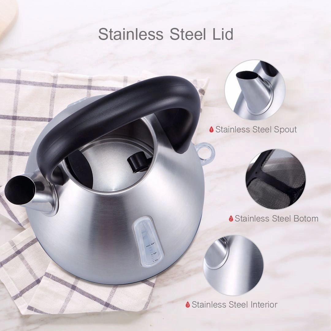 Avan-Pacific Stainless Steel 360°Cordless Electric Kettle 1.7L 1500W Auto Shut-Off, Boil Dry Protection ETL/FDA Approval (Red)
