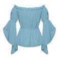 thumbnail image 2 of LEKWK Renaissance Top Women Off Shoulder Ruffled Top with Flared Bell Sleeves Classic Pirate Shirt Medieval Halloween Cosplay Costume, 2 of 9