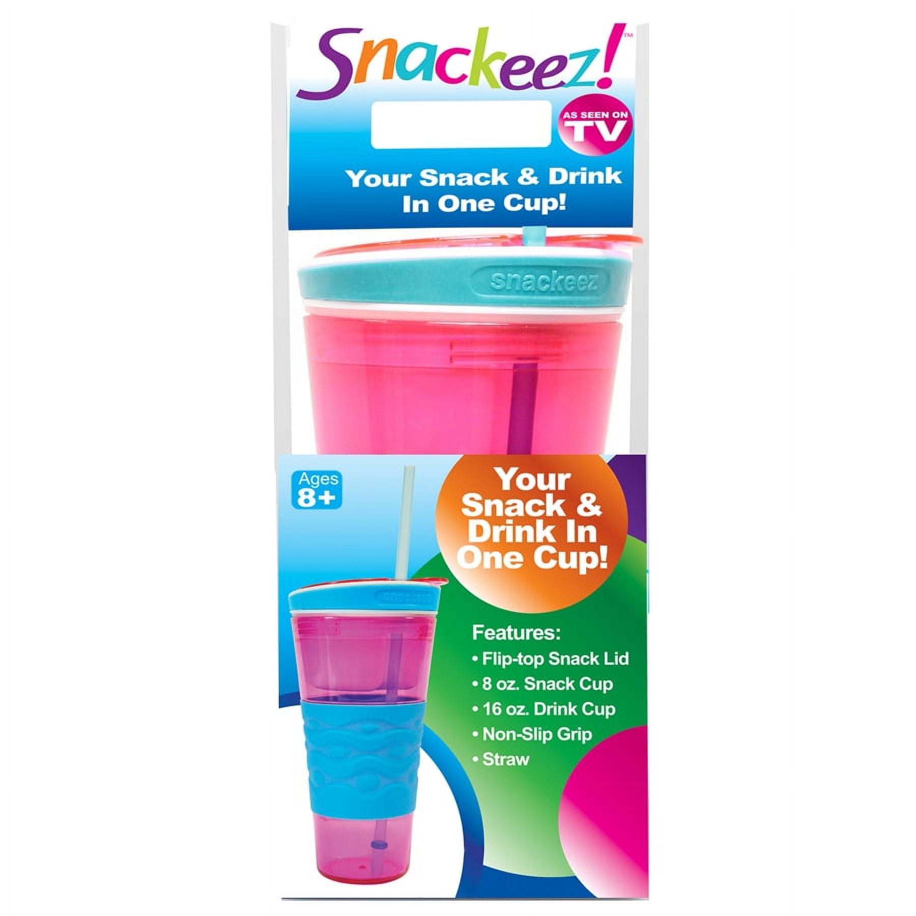 Snackeez 6022505 16 oz Snack & Beverage Holder, Pink