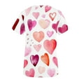 thumbnail image 3 of TIMIFIS Hauts de Sarrau pour Femmes de la Saint-Valentin à Manches Courtes, Col en V, Uniforme de Travail, Imprimé de la Saint-Valentin avec Poche, Chemisier avec Poches - Printemps, 3 of 3