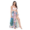 thumbnail image 2 of FORMRS Womens Long Sarong Beach Wrap Semi-Sheer Bikini Skirt Bathing Swimsuit Cover Up, Purple Seaside, 2 of 7