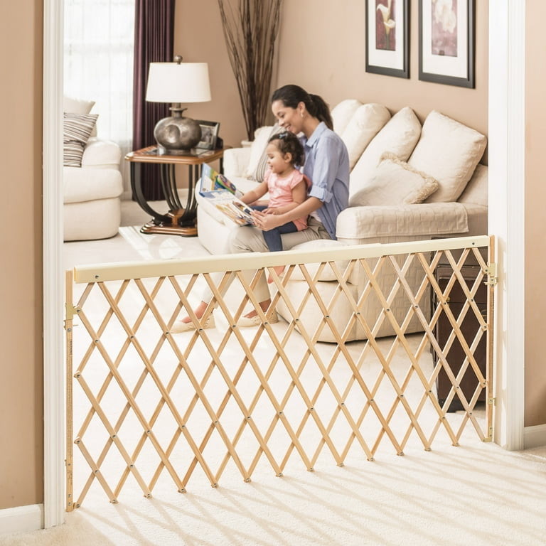 Expansion Walk-Thru Room Divider Baby Gate (Natural Wood