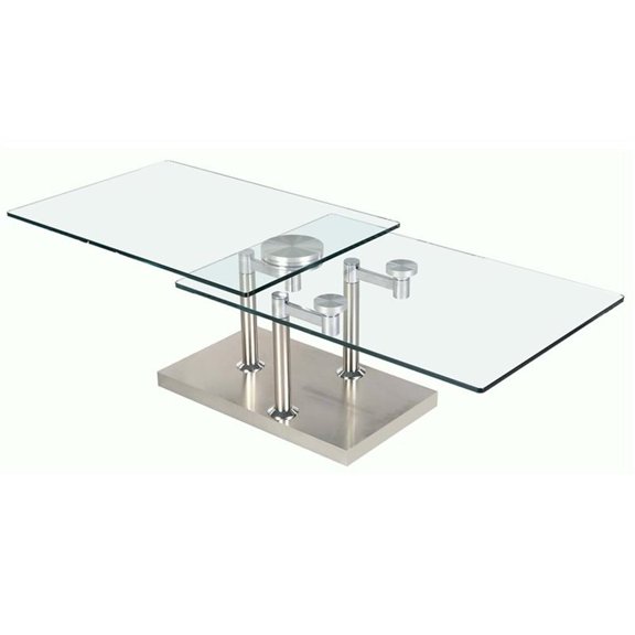 Milan 34.6" Contemporary Glass Dual Top Cocktail Table in Clear