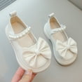 thumbnail image 4 of Dakaela Toddler Girl Dress Shoes 12-18 Months Bow School Mary Jane 3T 4T 5T 6T Little Kid Princess Flats Loafers with Pearl Strap White Size 12, 4 of 6