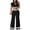 Black, variant on Tbopshirt Women's 2 Piece Outfits Fashion Women Summer Round-Neck Solid Color Casual Short SLeeve Top+ Pant Set Wide Leg Pants