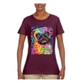 thumbnail image 3 of Funny Neon Pug | Dean Russo Art Animal Lover Womens T-Shirt, Maroon, Large, 3 of 6