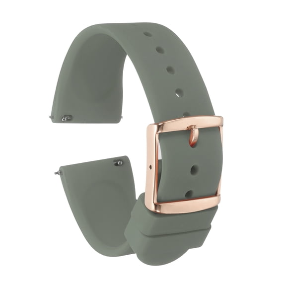 Uxcell Silicone Watch Band 22mm Quick Release Rubber Replacement Watch Strap with Stainless Steel Rose Gold Clasp, Light Gray