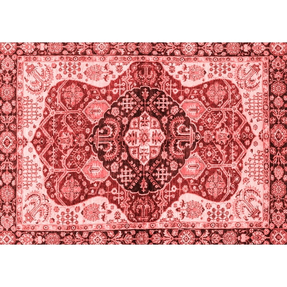 Ahgly Company Machine Washable Indoor Rectangle Persian Red Traditional Area Rugs, 5' x 7'