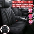 thumbnail image 3 of Leather Car Seat Cover 5 Seats for Chevrolet Chevy Silverado GMC Sierra 1500 2500HD 3500HD 2007-2021 Full Set Cushion Seat Covers for Cars Waterproof, Black, 3 of 6