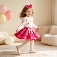 thumbnail image 6 of WhouRiu Baby Girls Casual Outfits Long Sleeve Ruffle Tees Bow Skirts And Headband Sets Cute Clothes, 6 of 7