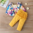 thumbnail image 1 of EGNMCR Round-Neck Tank Top Sets Toddler Kids Girls Maple Leaf Print Ruffle Costume Princess Tops+Pants Outfits Girl Set, 1 of 9