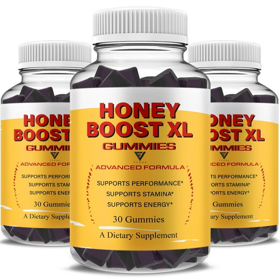 (3 Pack) Honey Boost XL Gummies, Daily Max Performance Shilajit Supplement (90 Gummies)