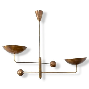 2 Light Curved Pendant Mid New Modern Raw Brass Chandelier Light Fixtures
