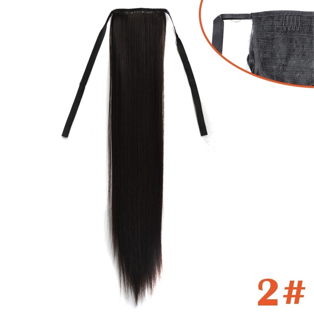 Long Straight Synthetic Pony Tail Clip in Hair Extensions Wrap Around Fake Ponytail Hairpiece